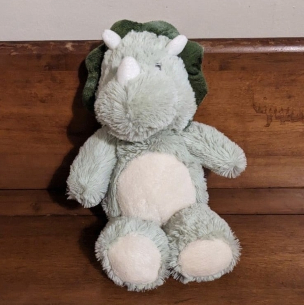 Kellytoy Light Green Dinosaur Baby Infant Rattle 10" Plush Clip Baby Toy Stuffed